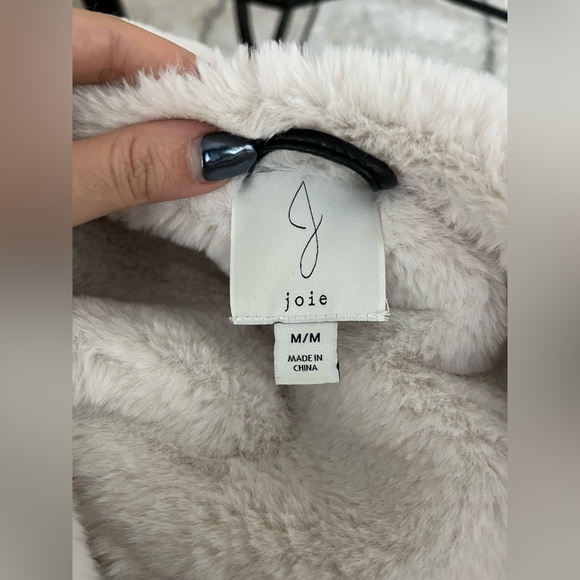 JOIE BUTTERY SOFT FAUX LEATHER FAUX FUR LINED MOTO JACKET - Picture 3 of 3